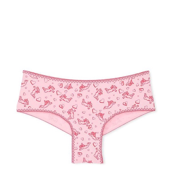 Victoria's Secret Cotton Heart-Trim Cheeky Panty Pink Hope Cupids XS NEW - Picture 5 of 7